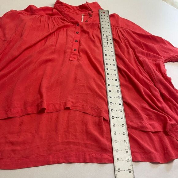 Free People Women's Shirt Oversized Button Front Coral Size Small - Picture 6 of 7